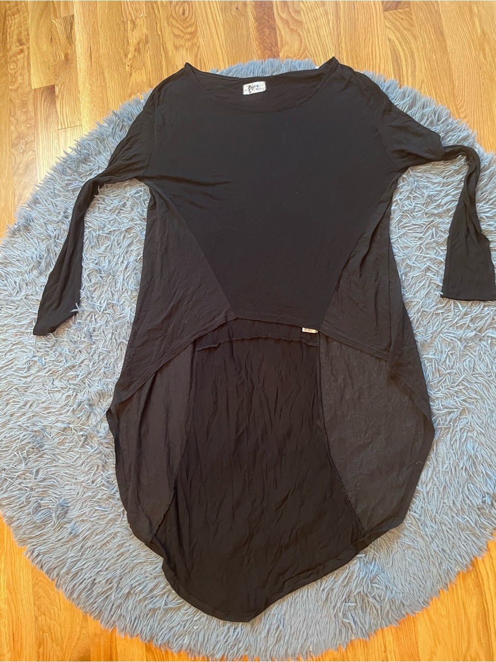 Nightcap By Carisa Rene Black High-Low Long Sleeve Tunic Sheer Lagenlook Size S